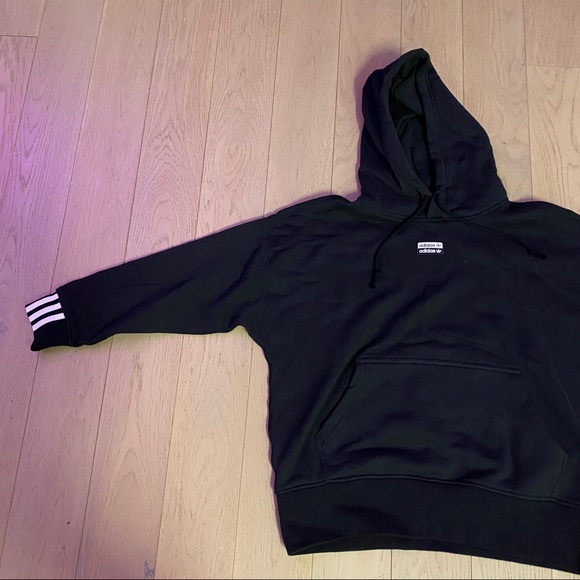 Adidas Black Logo Hoodie Sz M - Picture 3 of 4